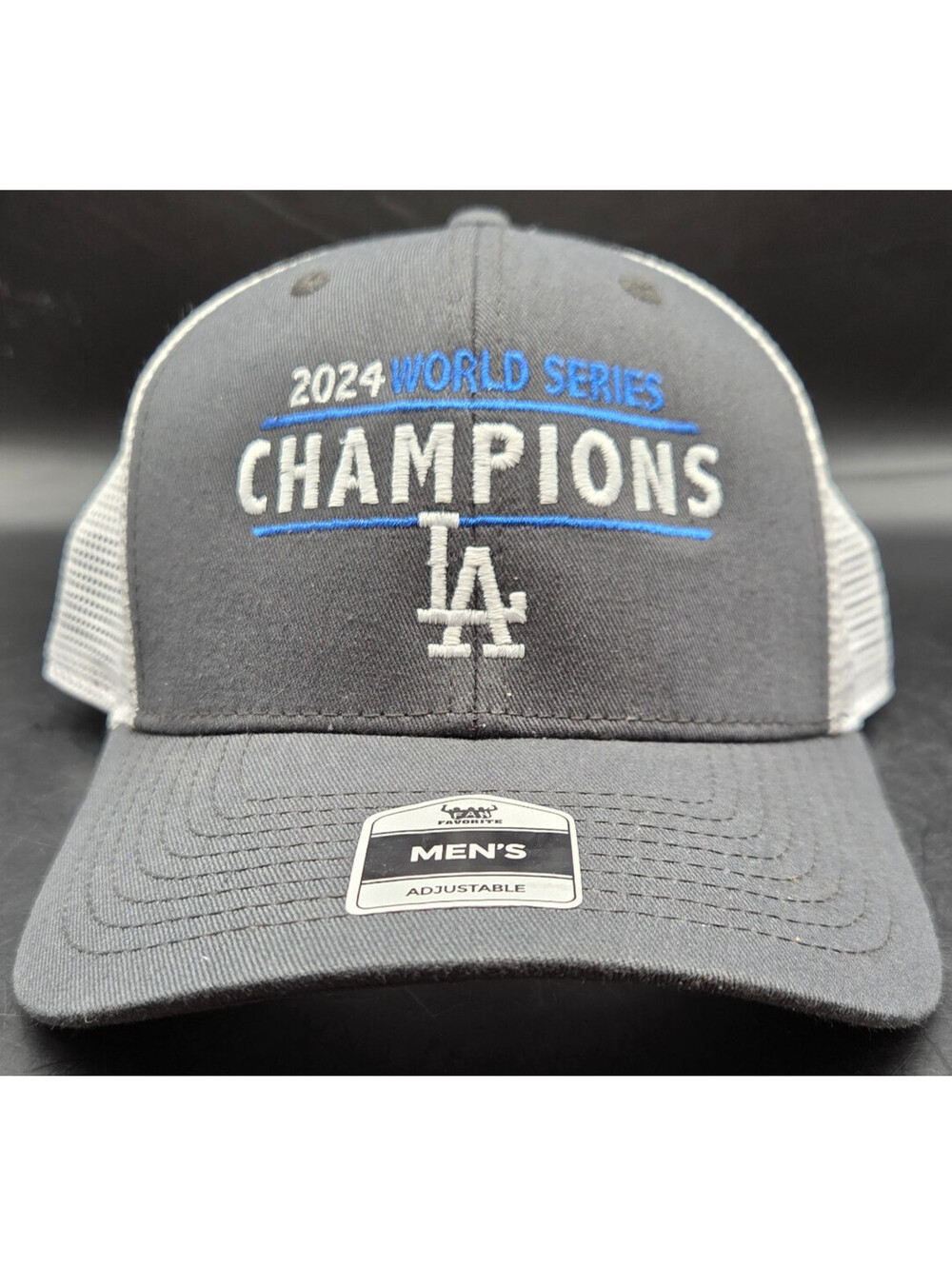 Los Angeles Dodgers 2024 World Series Champions Gray Mesh Trucker Hat NWT